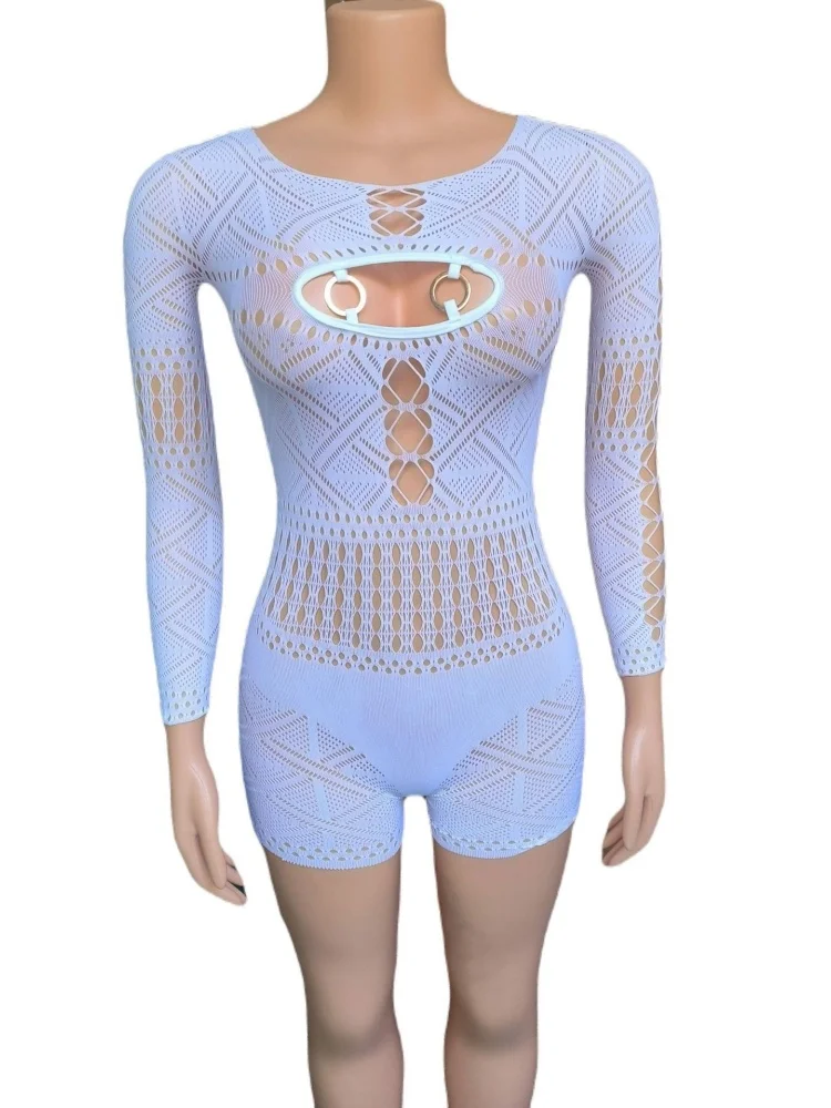 Wmstar Jumpsuit Women Wholesale Sexy Club Outfits See Through Net Tops and Sexy High Elastic One Piece New in Fall Clothes