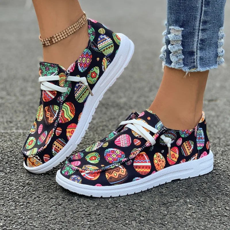 

Женские Новые Модные Повседневные туфли на плоской подошве Весна 2024 Модные женские удобные кроссовки с низким вырезом и принтом zapatillas mujer
