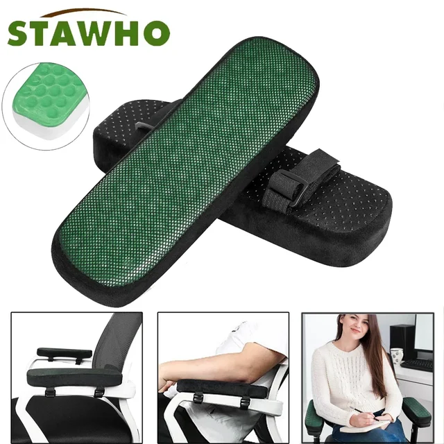 1Pair Chair Armrest Cooling Gel Cushions Elbow Pillow Pressure Relief Office Chair Gaming Chair armrest with Memory armrest Pads