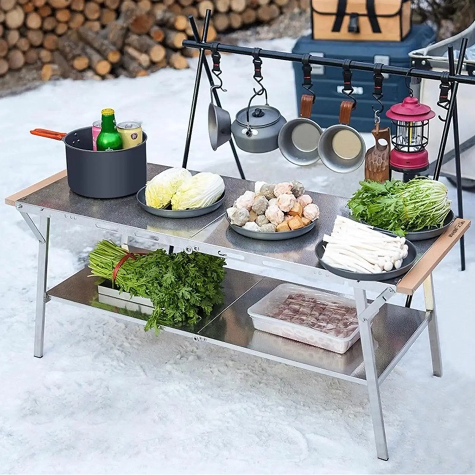 Folding Table Storage Rack Outdoor Furniture for Backyard Camping Picnic Folding Table Storage Rack Outdoor Furniture for Backyard Camping Picnic