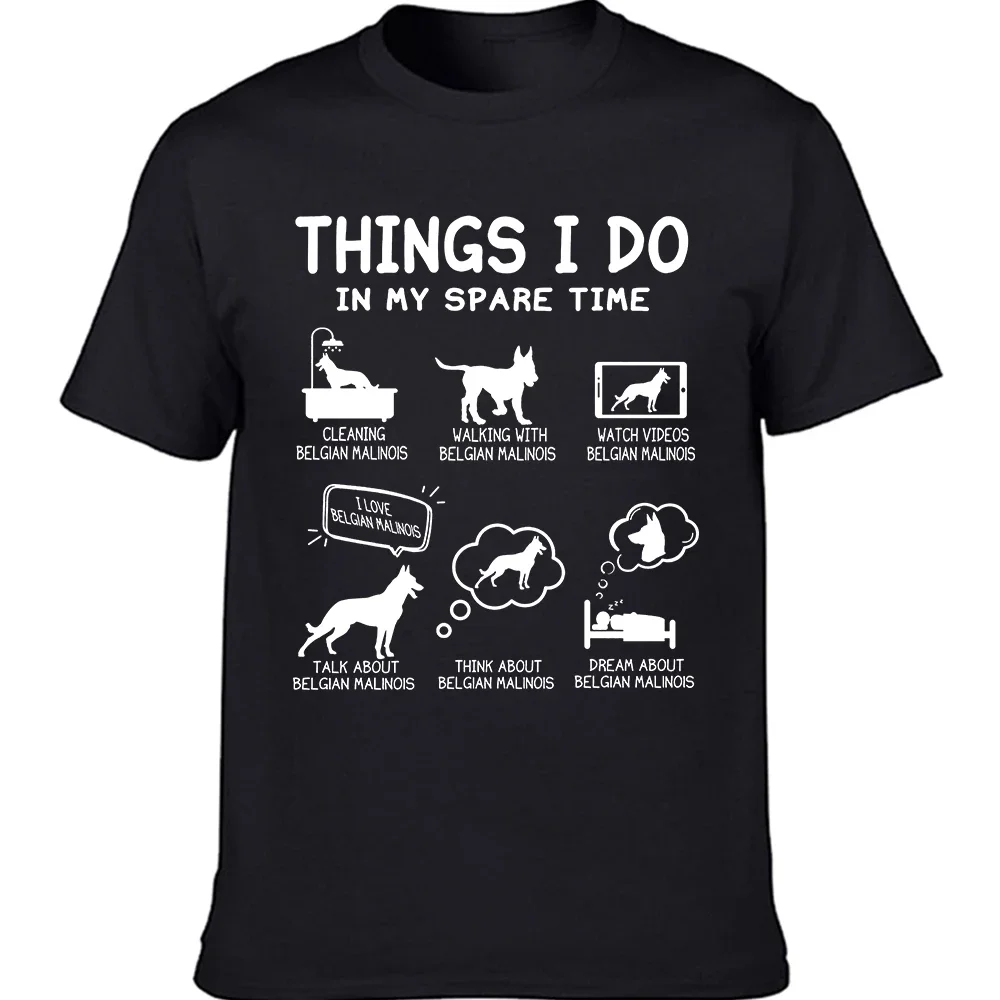 Lustige belgische Malinois-Dinge „I Do in My Spare Time“, lustiges Geschenk für Besitzer, T-Shirts, Sommer-Grafik, Baumwolle, Geschenke, T-Shirt für Herren