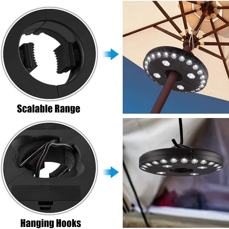 Patio Umbrella Lights 28 LED 3 Lighting Modes Detachable Umbrella Lights Outdoor Camping Courtyard Garden Emergency Light
