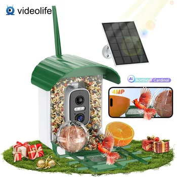 Videolife Smart Bird Feeder with Camera Outdoor Solar Birdfeeder Cam for Outside Garden 2K HD Live Video Camera AI Recognition 1