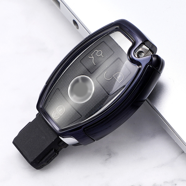 quality TPU+PC Car Key Case Cover Key Holder Chain Ring For Mercedes Benz W203 W210 W211 W124 W202 W204 AMG Accessories
