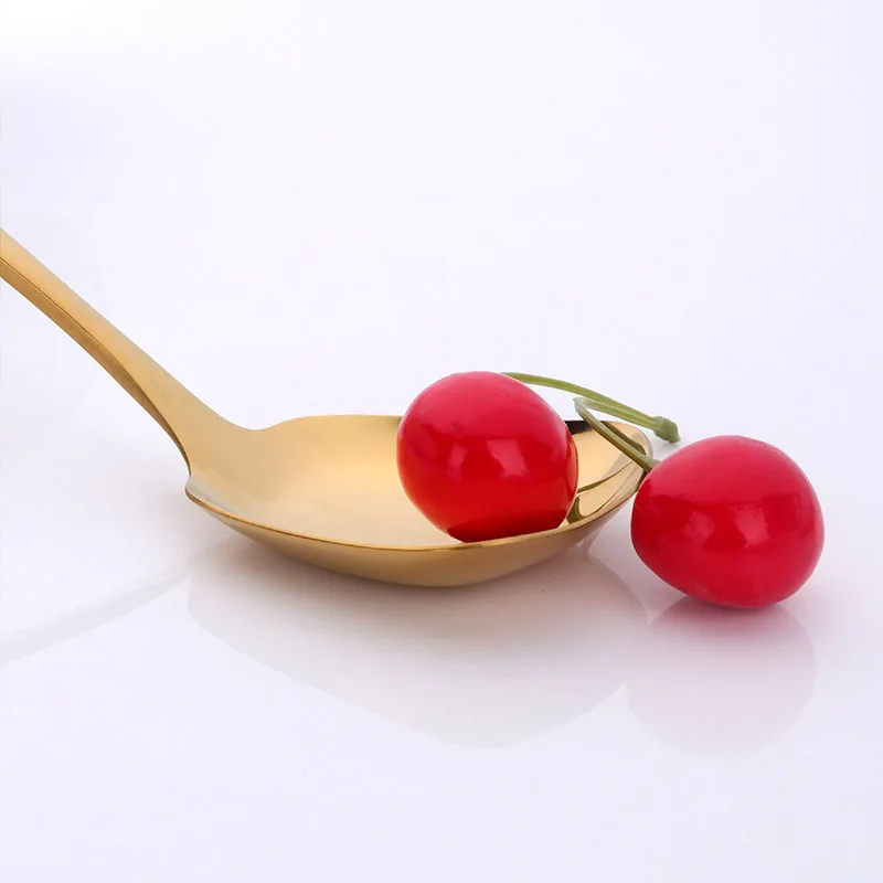 Stainless Steel Spoon Stainless Steel Spoon Set 1PC Plat Bottom Spoon Stainless Steel Square Dinner spoons Rice Dinnerware Child Samll Gold Spoon for Ice Cream Dessert Salad