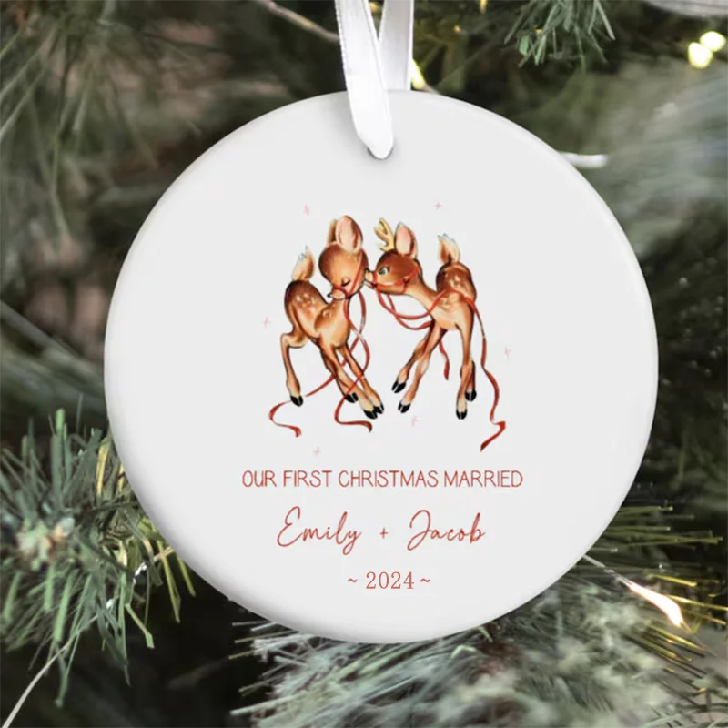 Erste Weihnachten verheiratet Ornament Herr Frau Baum Weihnachtsschmuck Weihnachtszubehör Dekorationen Vintage Weihnachtsmann Geschenk Neujahr – Detail 6