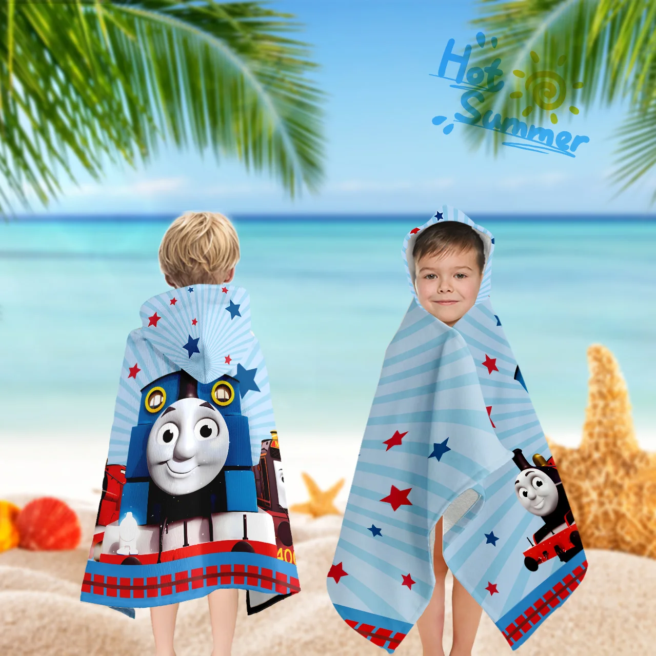 1pc Cartoon Children's Wearable Bath Towel, Cute & Personalized Superfine Fiber Children's Bathrobe With Hood For Boys And Girls