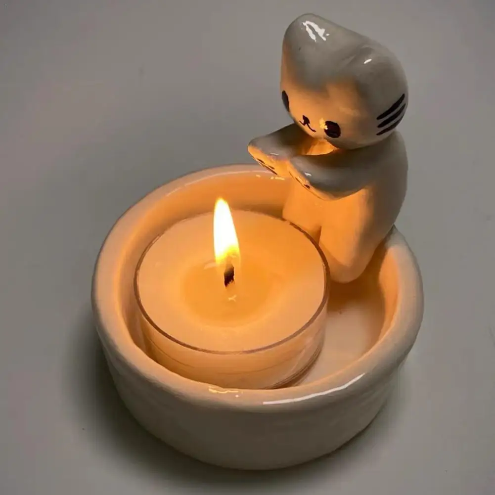 

Kitten Candle Holder Warming Its Paws Cute Scented Light Holder Cute Grilled Cat Aromatherapy Candle Holder Desktop Ornaments