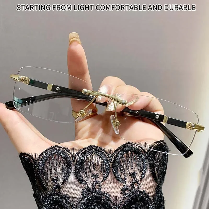 Square Rimless Photochromic Myopia Glasses Men Women Business Anti-UV Nearsighted Eyewear Retro Eyeglasses 0-1.0-4.0 3