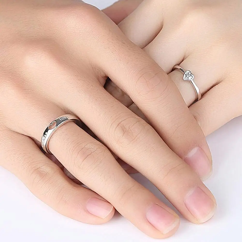 Stainless Steel Couple Adjustable Engagement Wedding Jewelry For Women Men Romantic Promise Anniversary Gift