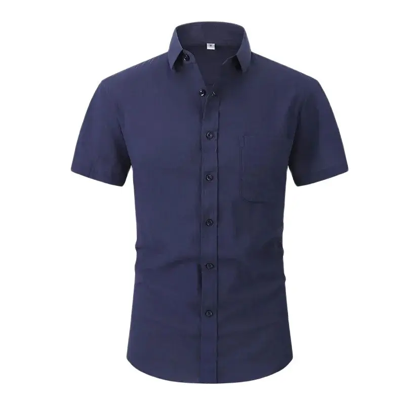 

Men's Summer Solid Color Business Professional Dress Shirt Basic Short Sleeves Black And White Optional