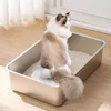 New Stainless Steel Cat Litter Box Large Capacity Easy To Clean Cat Toilet High Sided Cat potty Cat