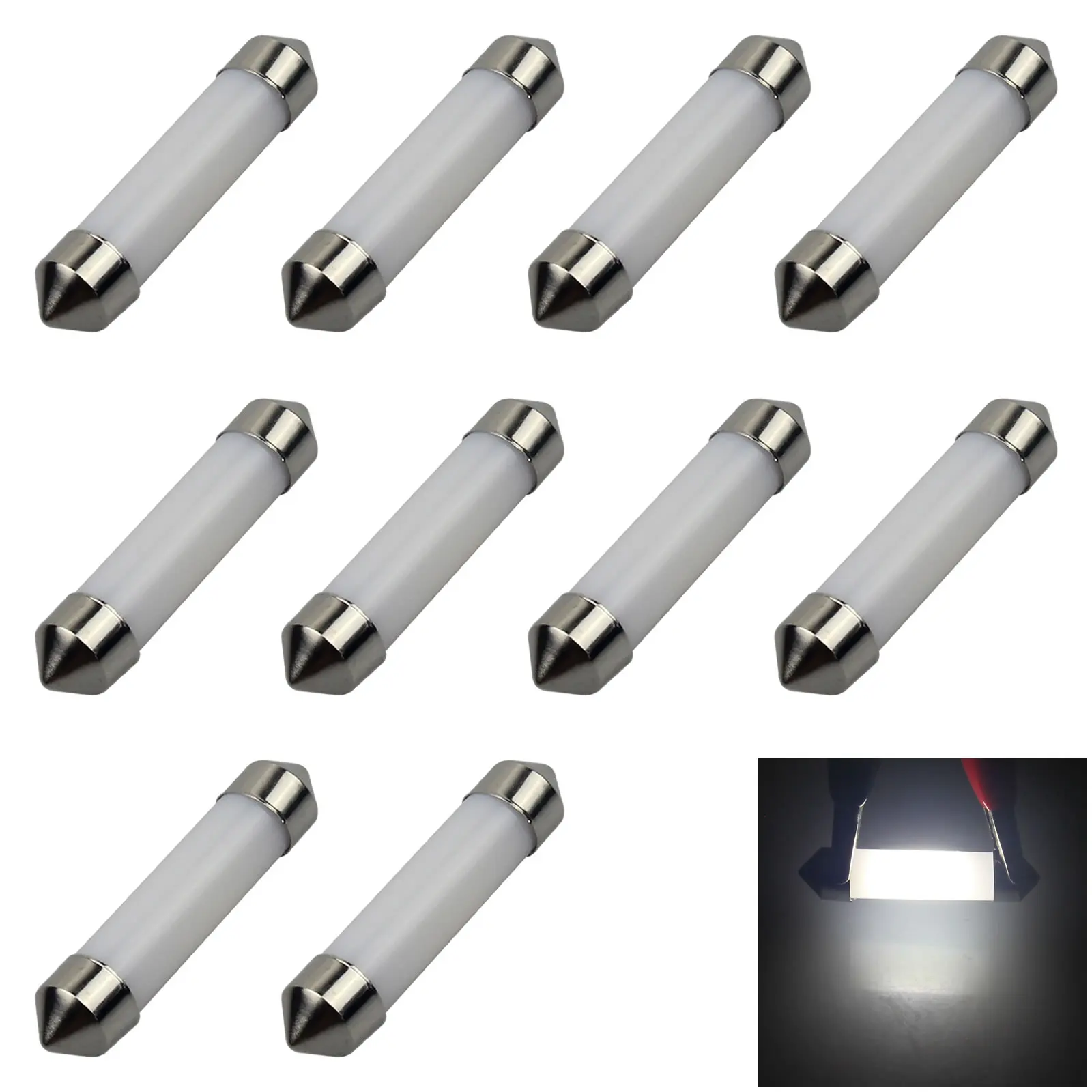 

10x Белый RV 42 мм гирлянда лампочка дверная лампа трубка 1 светодиодный 40 мм Z3041