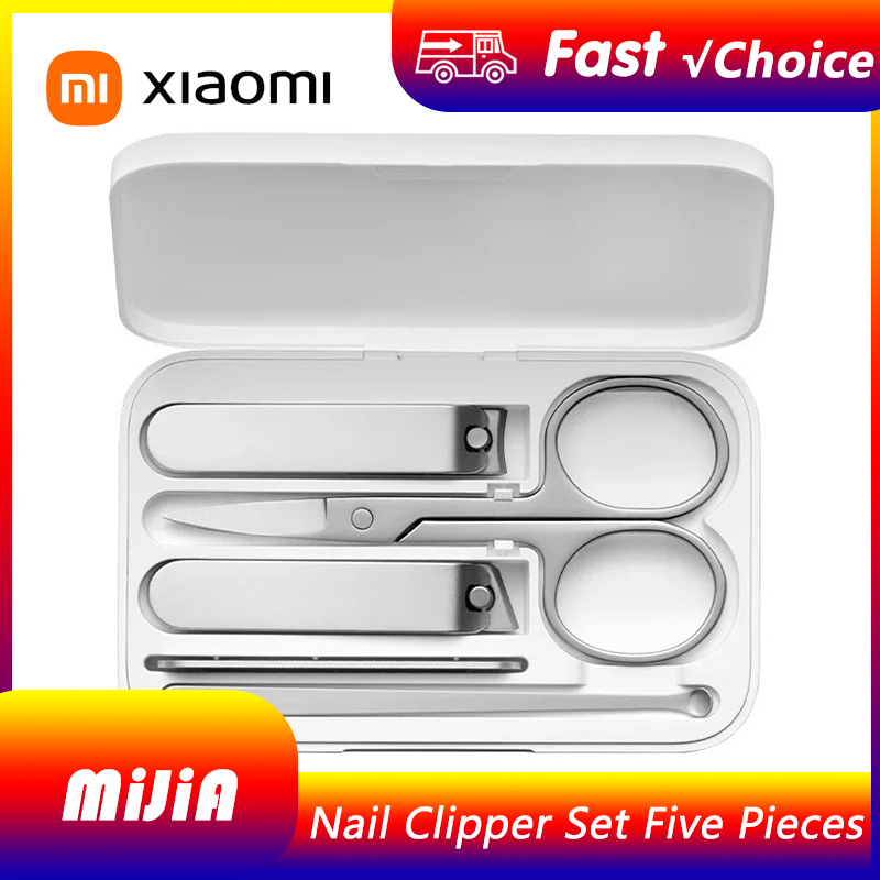 XIAOMI Mijia nail clipper five-piece set white high-quality stainless steel magnetic absorption simple five-piece set portable