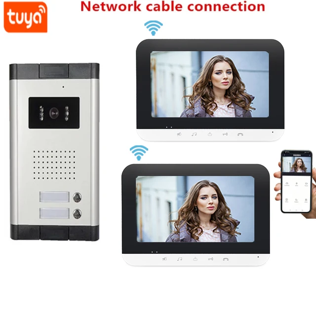 Tuya Wifi Video Intercom for 1/2 Unit Apartments 7-Inch Touch Screen with Network cable connection Camera 1