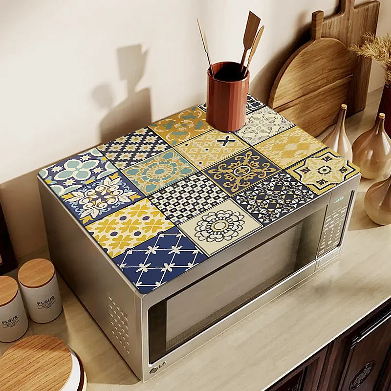 Washing Machine Cover Retro Washing Machine Covers Refrigerator Cabinet Fridge Top Dust Protector Coffee Machine Drain Pad Mat Entrance Door Bath Rug