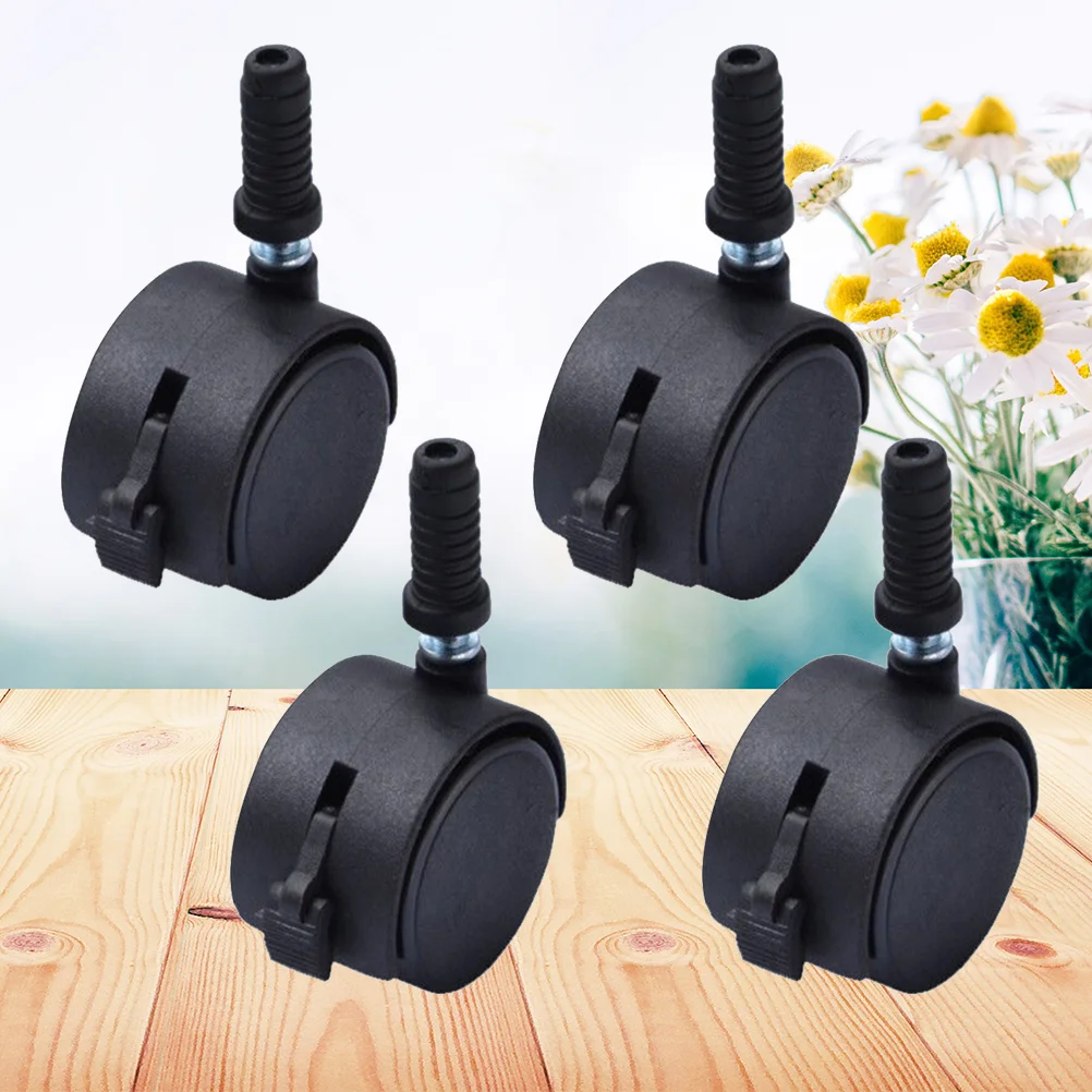 4Pcs Swivel Caster Wheels Black Swivel Caster Wheels Furniture Casters Office Chair Wheel 360 Degree Rotate Hardware Accersory