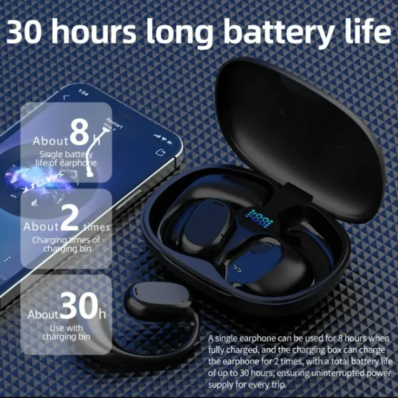 GT280 wireless Bluetooth headset LED display heavy bass stereo earplugs sports fitness running suitable with ear hook design 3