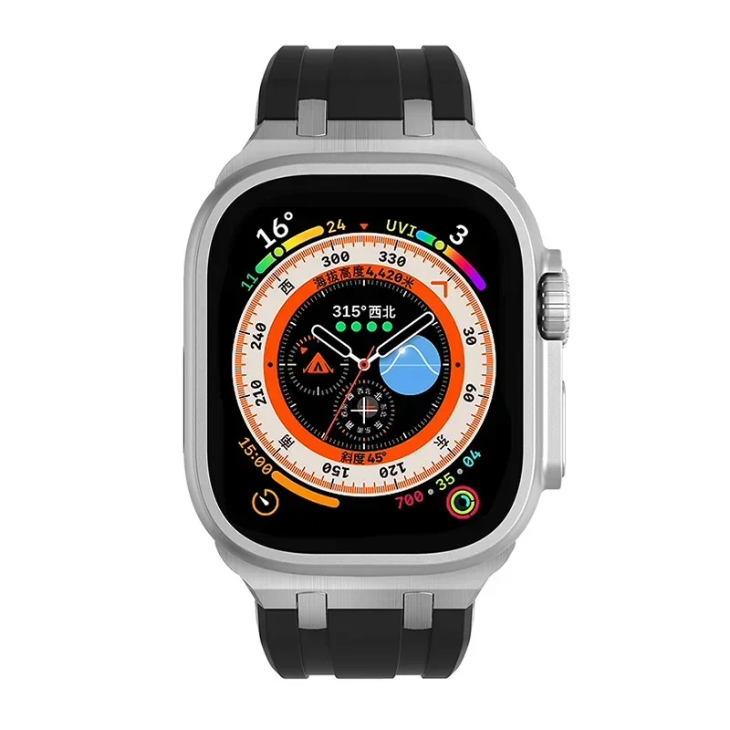 애플 워치 밴드용 실리콘 스테인리스 스틸 스트랩, 울트라 2 49mm, 9 8 7 45mm, 44mm, 42mm 워치 밴드 팔찌, 아이워치 6 5 4 SE 한국