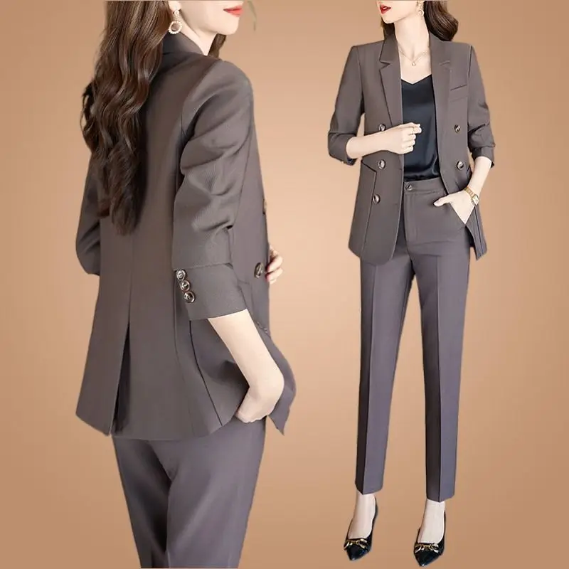 Women's 2023 Autumn/Winter New Fashion High end Suit jacket Matching Set Korean Elegant Casual Blazers Coat Pants 2 Piece Suits