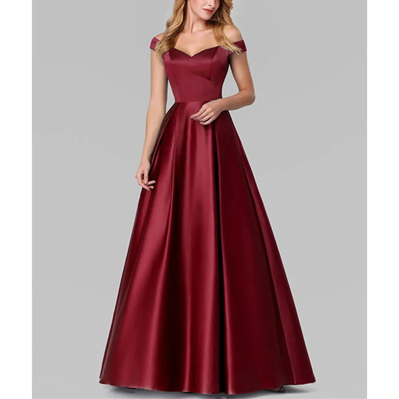 WQM Elegant Women Evening Party Dress in Sexy Vneck High Waist Maxi Gowns Ladies Boutique Prom Quinceanera Dresses Women Clothes