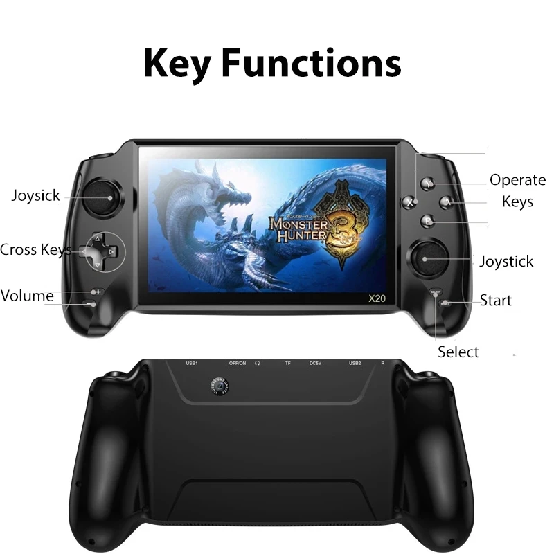 2025 New POWKIDDY X20 Music Player 7.0 Inch HD Screen Bulit-in 3000 Game Original Portable Retro Handheld Video Game Console