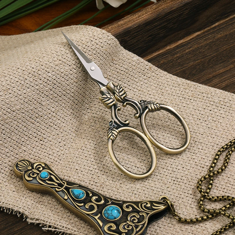 SHWAKK Vintage Tailor Scissors Kit With Cover European Style Embroidery Small Needlework Scissors For Sewing Cutting Shears Sewing Scissors Tailor Scissors Sewing Supplies