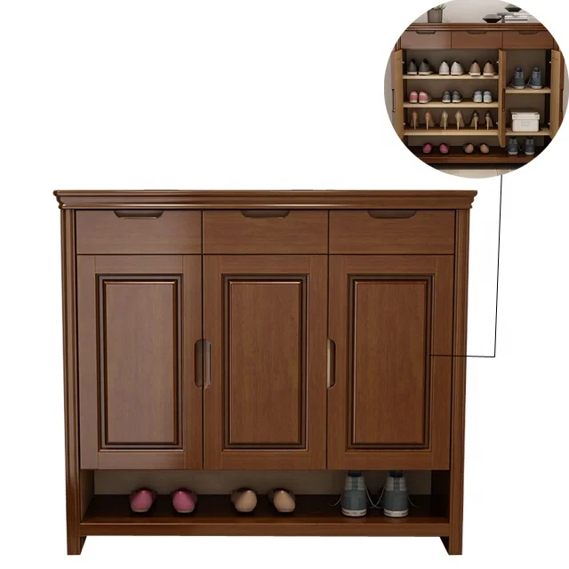 Tockholm Three Tier Shoe Cabinet-Veneered Oak Frame-Stunning Storage