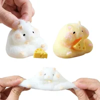 Children Mini Squishy Hamster Toy with Cheese Cute Funny Stress Reliever Decompression Fidget Toys for Teens Kids Gifts 1