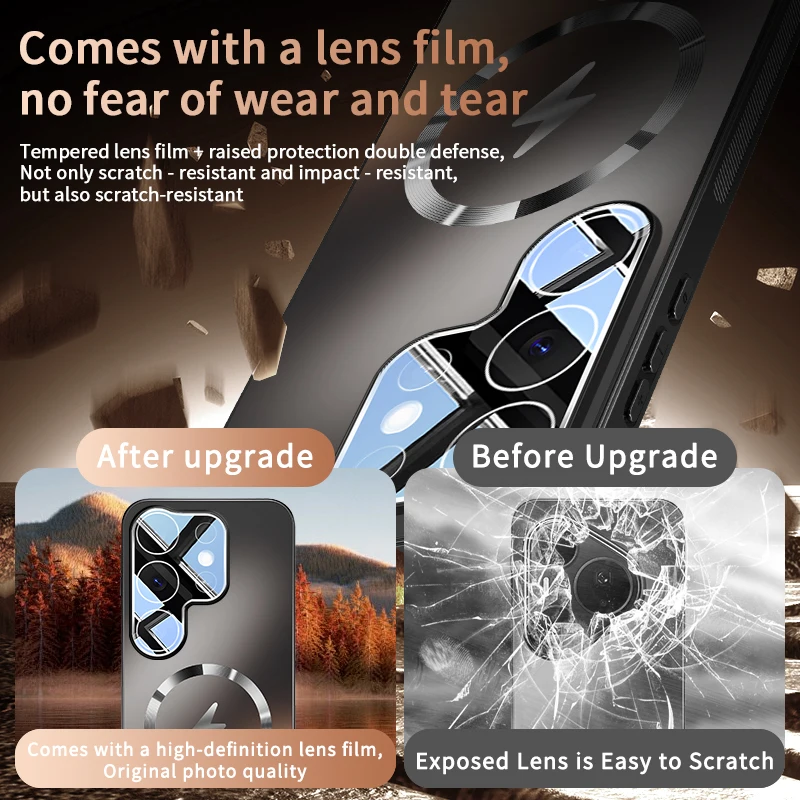 Luxury Frosted Magnetic Phone Case with HD Lens Protection
