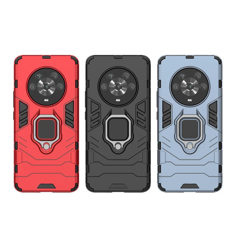 Stoßfestes Panzergehäuse für Honor Magic 3 4 Pro Plus Lite Hybrid Hard PC + Soft TPU Rotating Ring Stand Holder Cover Shell_voghion.com