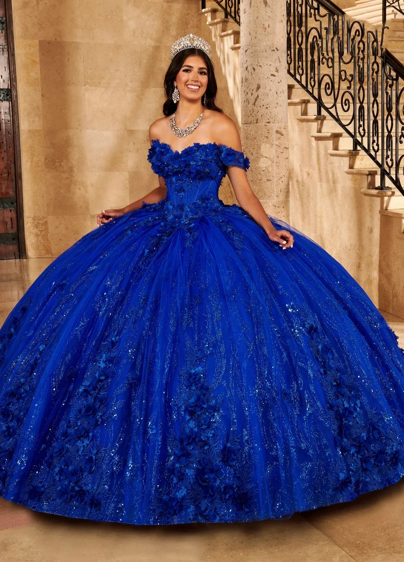 Royal Blue Quinceanera Dress Ball Gown Off Shoulder Tulle Flowers Puffy Sweet 16 | eBay Royal Blue Quinceanera Dress Ball Gown Off Shoulder Tulle Flowers Puffy Sweet 16 | eBay