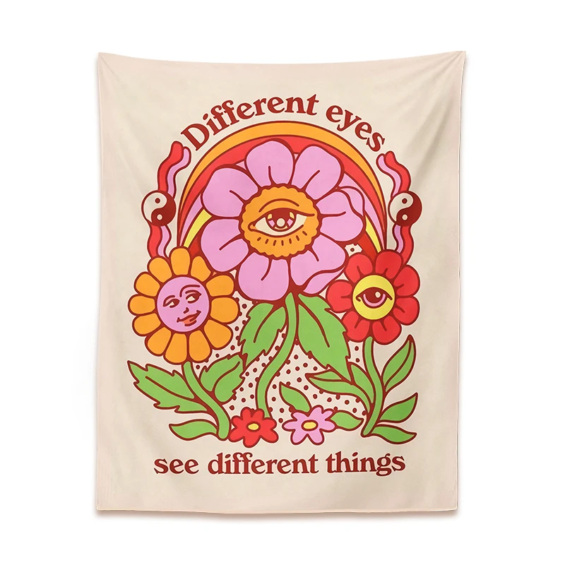 Flowers Eyes Tapestry Wall Hanging Boho different eyes Tapestry Rainbow flowers Ouija Wall Decor College Dorm Bohemian Decor tapestry decorations