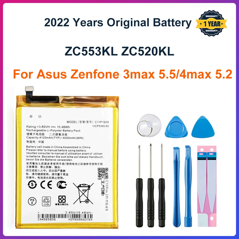 

Original ASUS High Capacity C11P1609 Battery For ASUS Zenfone 3 max 5.5" ZC553KL X00DDA Zenfone 4 max 5.2" ZC520KL X00HD 4020mAh