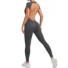 Seamless Yoga Jumpsuits Sports Fitness Hip-lifting Short-sleeved Backless One-piece Workout Gym Leggings Tracksutis for Women 6