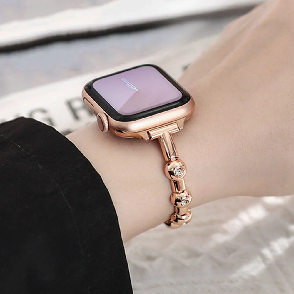 

Metal Strap for Apple Watch Band 49mm 45mm 44mm 42mm 41mm 40/38mm Women Steel Wristband for IWatch Series Ultra 8 7 SE 6 5 4 3 2