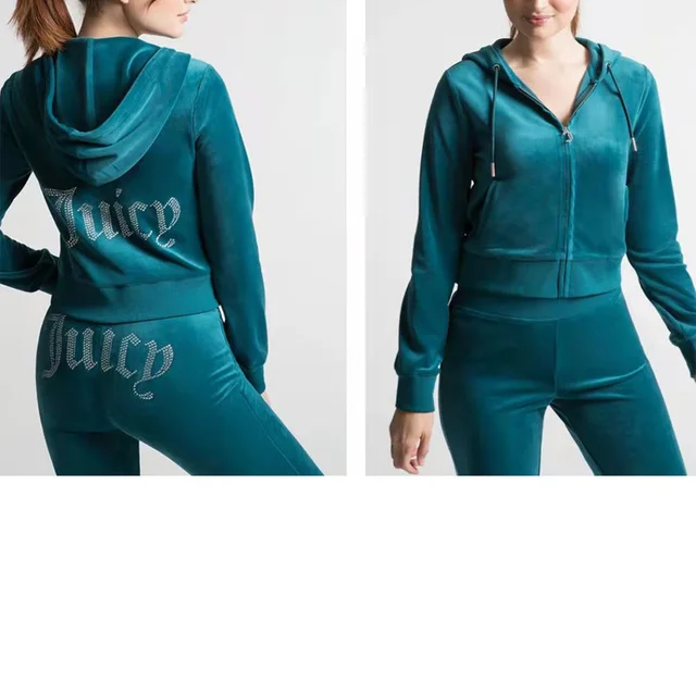YICIYA juicy Apple Velvet Tracksuit Women Tracksuit Two Piece Pants Set 2022 Velour Suit Hoodies Zipper Sweatshirt And Sweatpant 