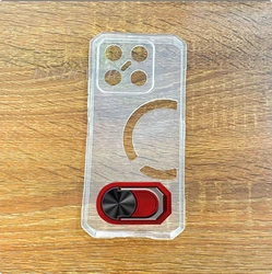 Enhanced Back Ring Holder Bracket Case with TPU Soft Silicone Cover for Doogee blade GT Play (Transparent C Red)