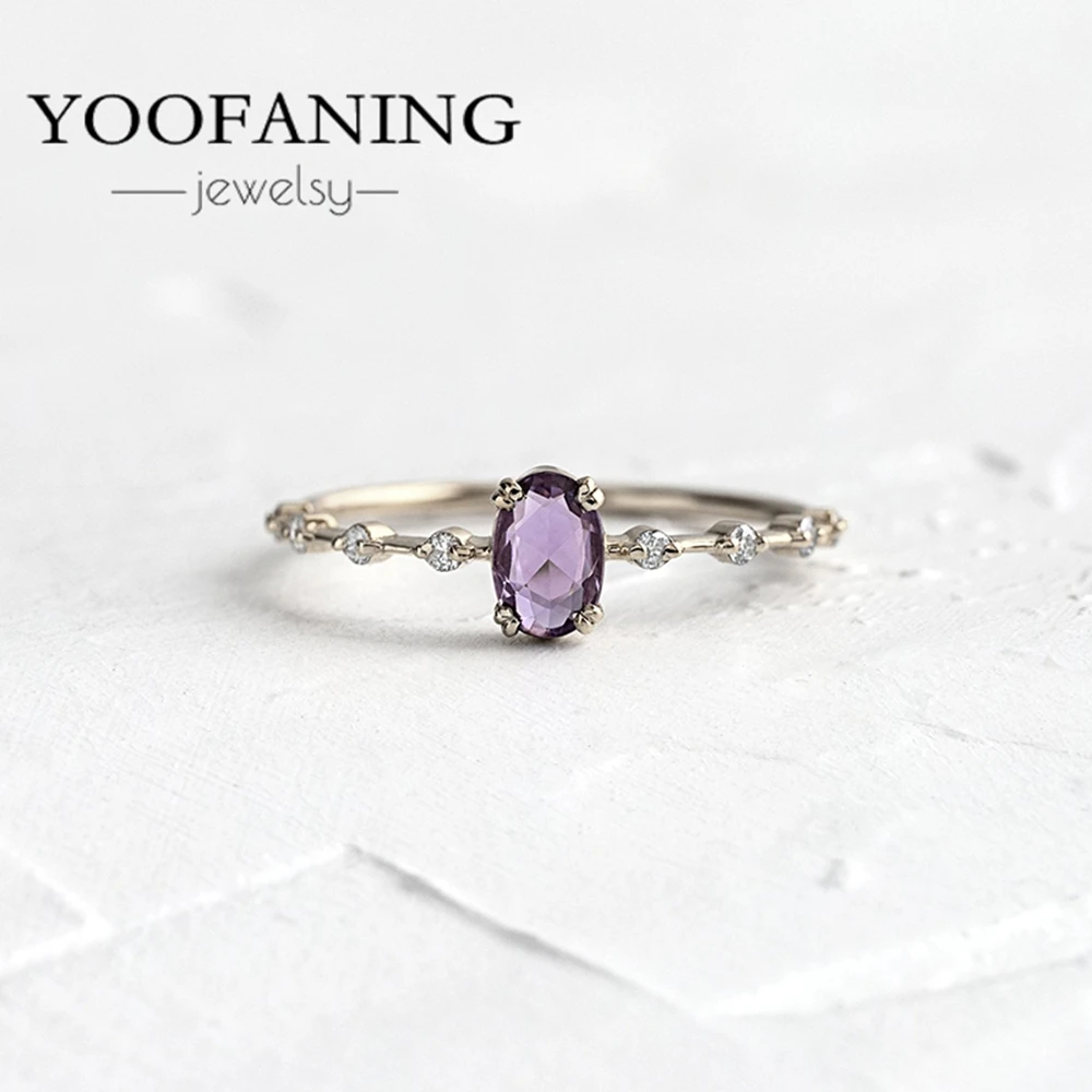 Exquisite 18K Gold-Plated Amethyst Ring for Luxurious Women's Fashion
