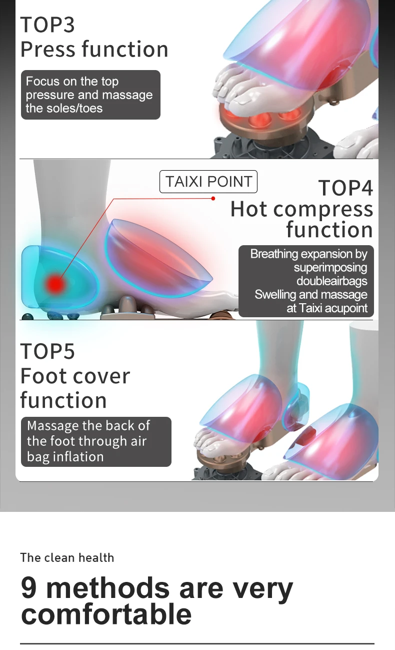 Massaggio elettrico per i piedi, Shiatsu, impastamento profondo, compressione dell'aria per la cura della salute, terapia di riscaldamento a infrarossi, antistress_voghion.com