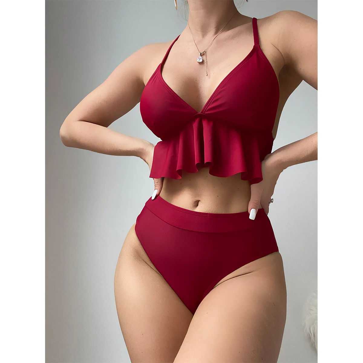 

Sexy High Waist Bikinis 2023 New Halter Swimwear Women Swimsuit Female Bikini Set Print Bodysuit Bathing Suit Summer Biquini