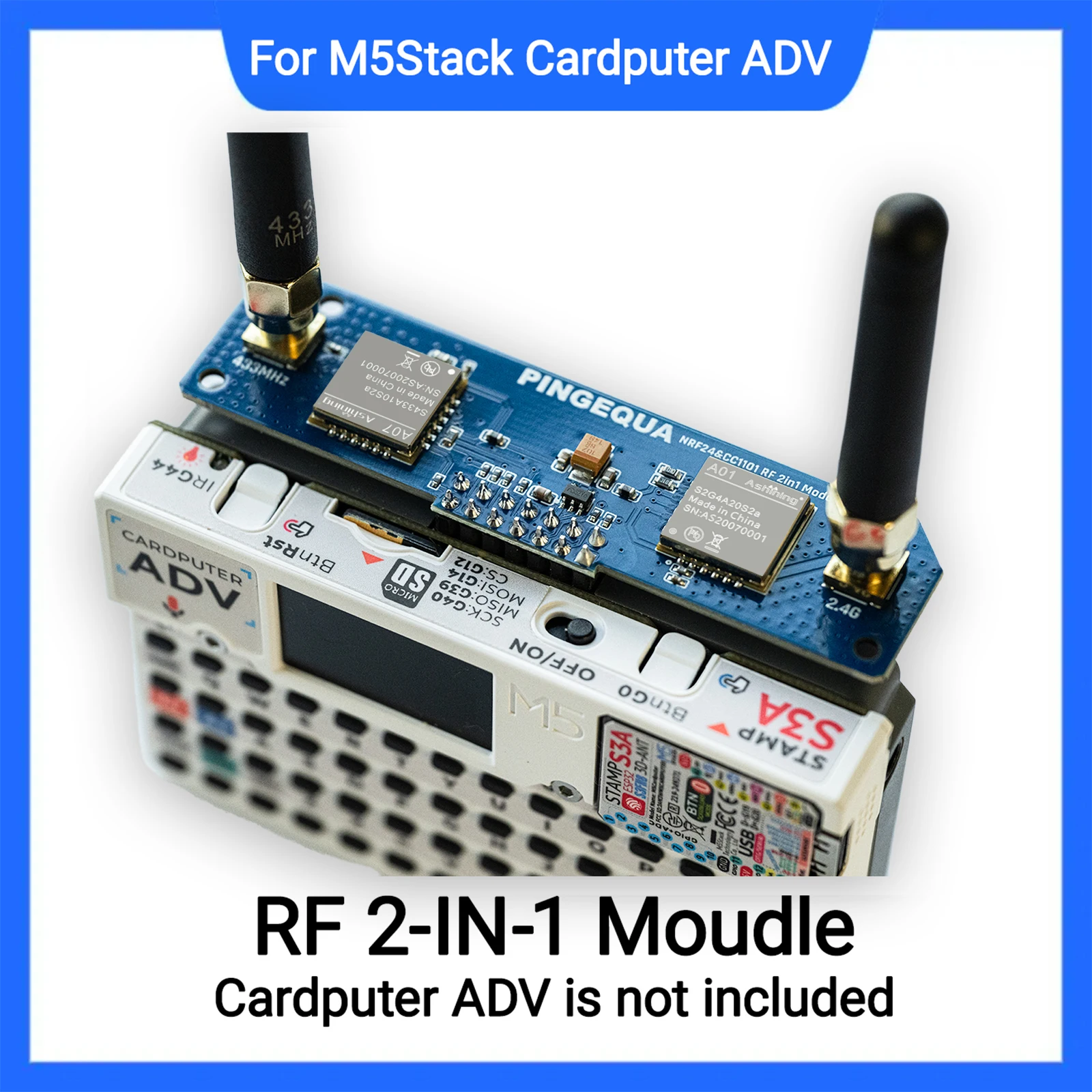 M5Stack Cardputer ADV RF Module 2-in-1 NRF24 & CC1101 Dual-Band Board Enhanced Antenna Design Stable 2.4G/433M Signal