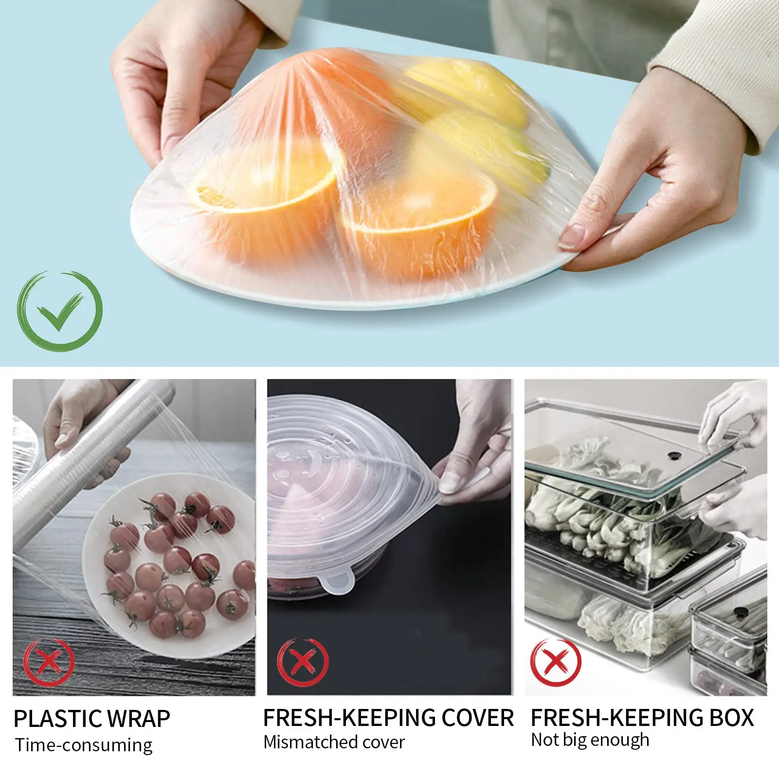 Plastic Bowl Covers Food Covers Reusable Elastic Stretch Kitchen Dining Cookware Canning Lids Fresh