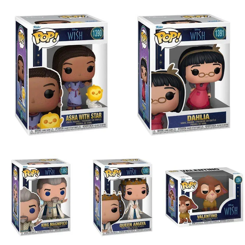 Funko Pop Disney Wish Asha With Star #1390 Dahlia #1391 King Magnifico #1392 Valentino #1394 Vinyl Action Figures Bambole Giocattoli