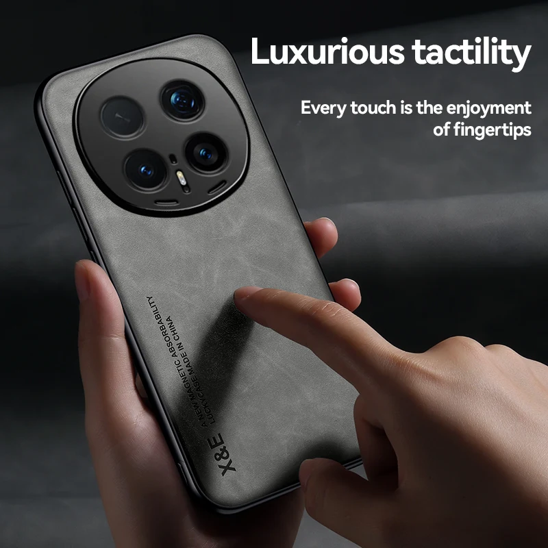 EUCAGR PU Leather Magnetic Shockproof Phone Case with Metal Plate