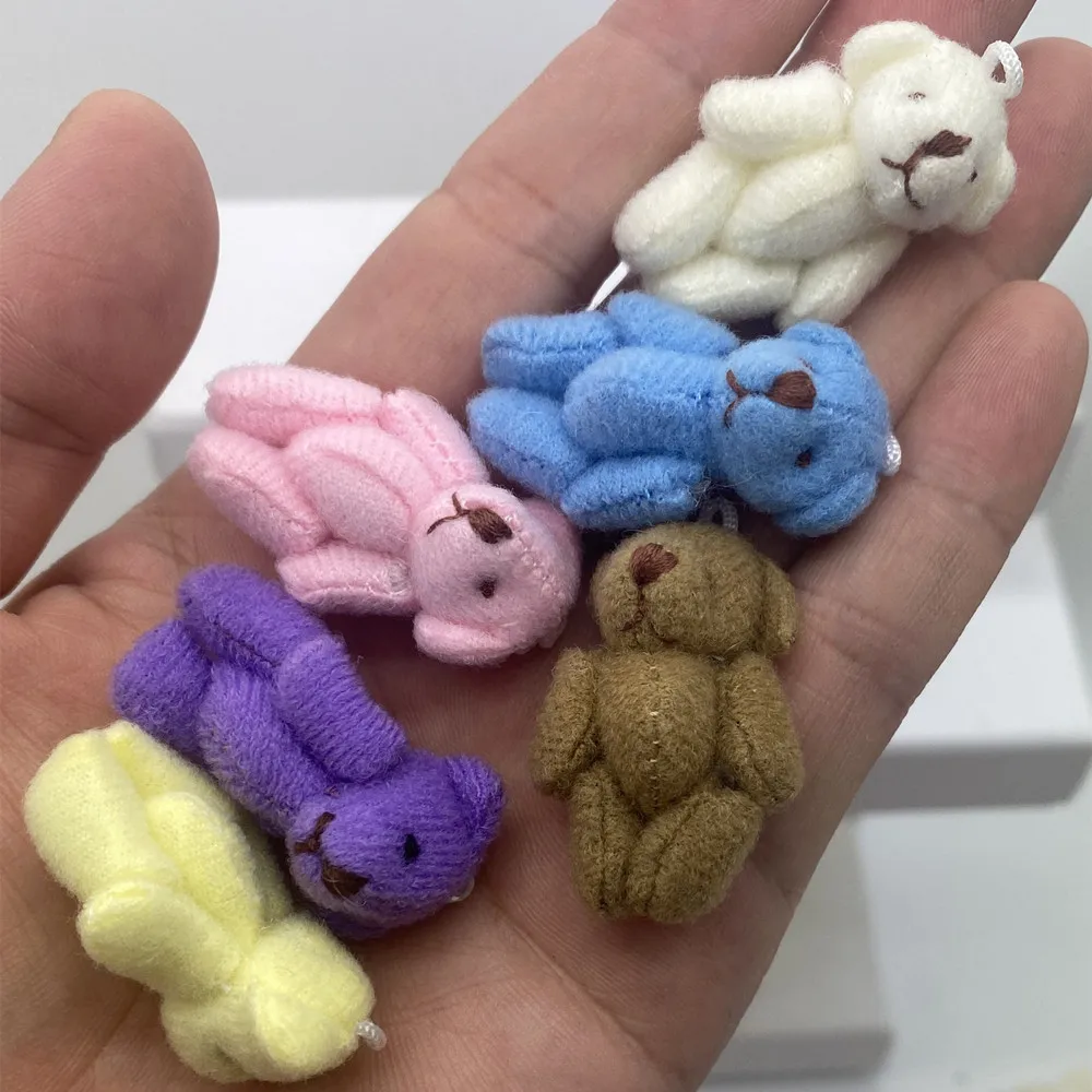 100pc 3.5cm mini Joint Teddy Bear Plush Stuffed   Wedding BOX toy doll  Garment & Hair Accessories decor doll