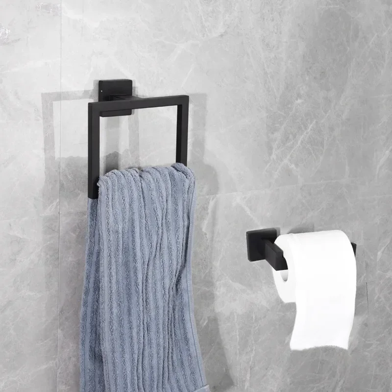 Description Picture 4 of itemBathroom Hardware Set Accessories Black Shelf Robe Hook Hanger Towel Rail Bar Rack Tissue Paper Holder Stainless Steel