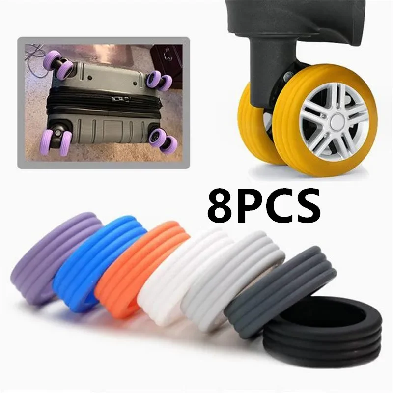 8PCS Silicone Wheels Cover Luggage Suitcase Wheels Protector Cover Anti Wear Reduce Noise Covers Luggage Protector