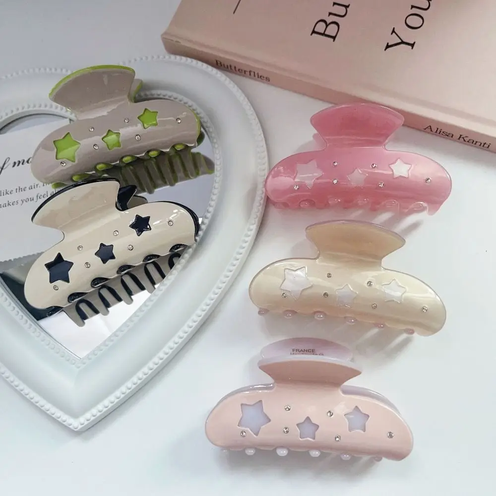 

Shining Y2k Style Pentagram Shark Clip Cute Acetic Acid Star Hair Claw Creative Personalized Lady Hair Accessories