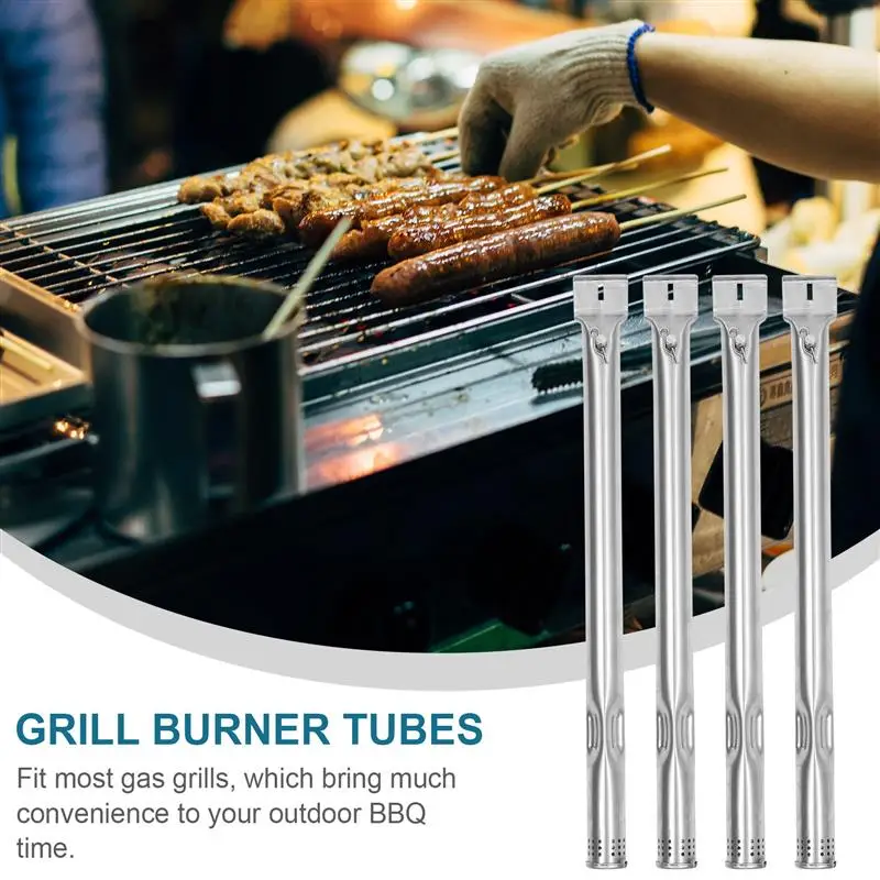 BBQ Grill Pan, 4pcs Stainless Steel Grill Burner Tube for Household Kitchen